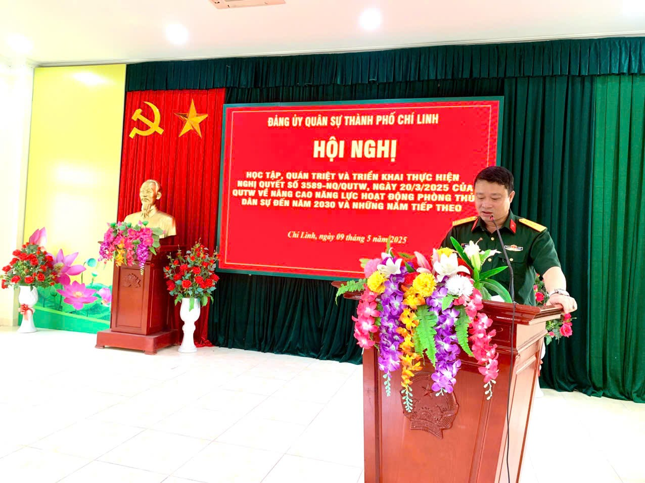 Đảng ủy quân sự thành phố Chí Linh tổ chức hội nghị học tập quán triệt, triển khai thực hiện nghị quyết số 3589 ngày 20/3/2025 của Quân ủy Trung ương